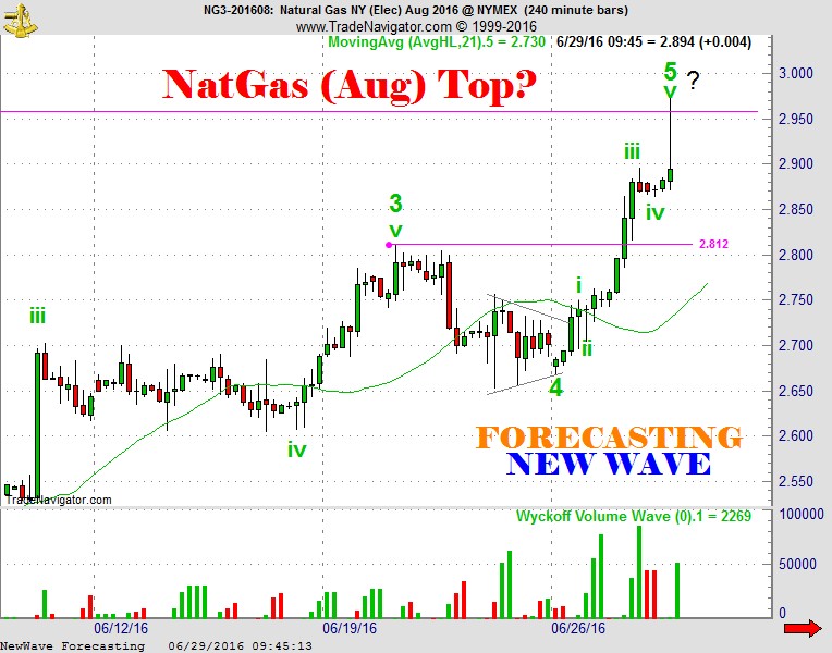 Textbook Elliott Wave Rally In Natural Gas June28 2016 by Ron Feinstein New Wave Forecasting